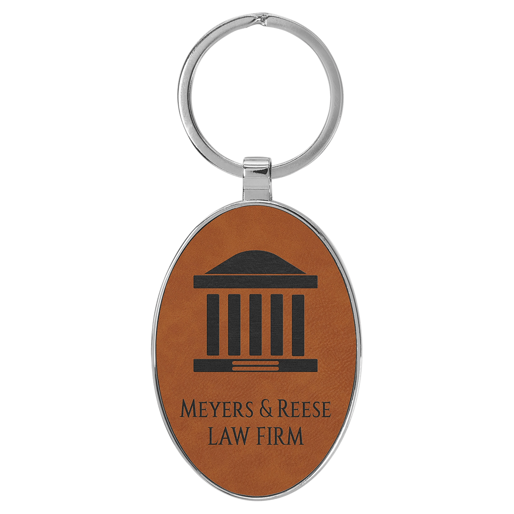 Leatherette/Metal Oval Keychain
