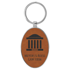 Leatherette/Metal Oval Keychain