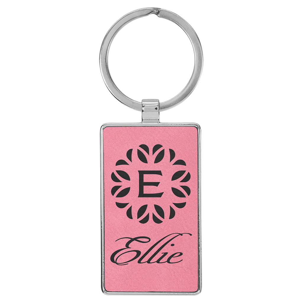 Leatherette/Metal Rectangle Keychain