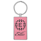 Leatherette/Metal Rectangle Keychain