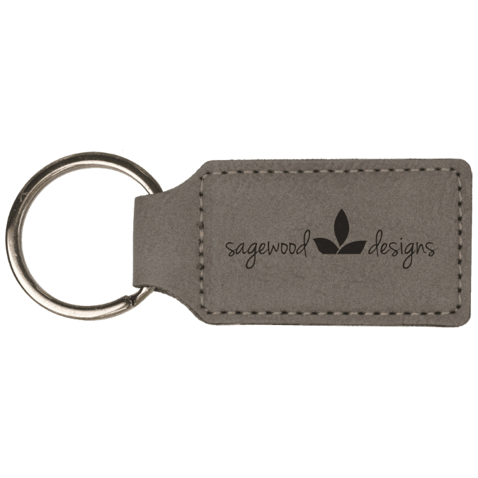 Leatherette Rectangle Stitched Keychain
