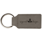 Leatherette Rectangle Stitched Keychain