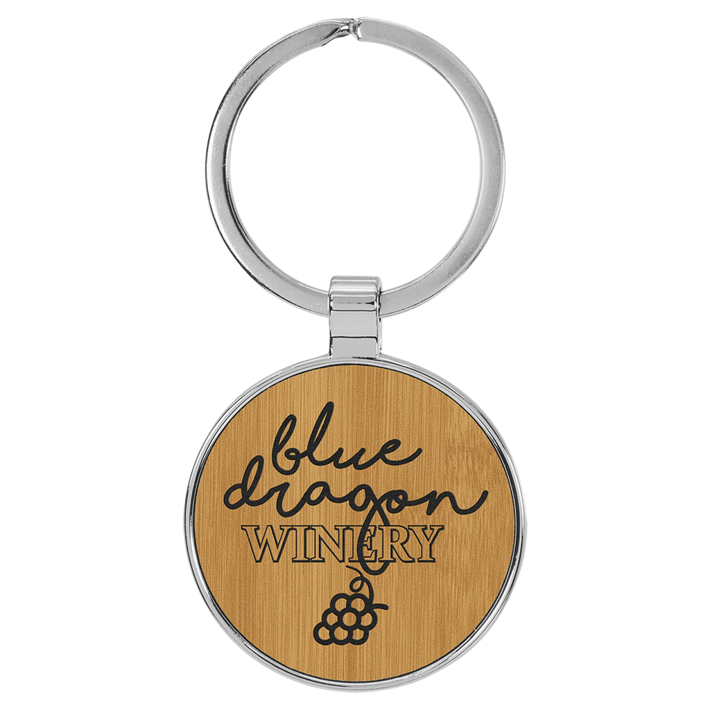 Leatherette/Metal Circle Keychain