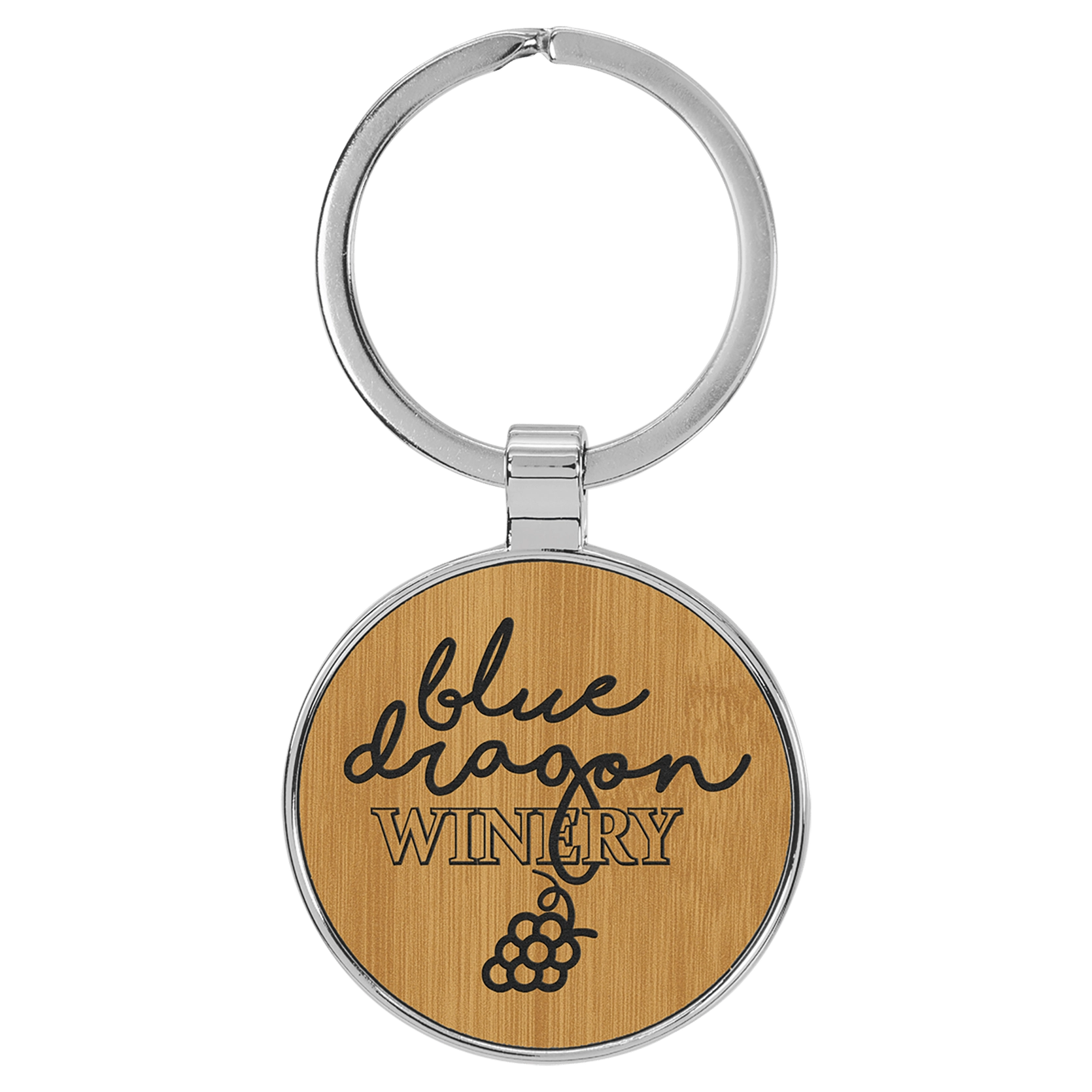 Leatherette/Metal Circle Keychain