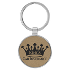 Leatherette/Metal Circle Keychain