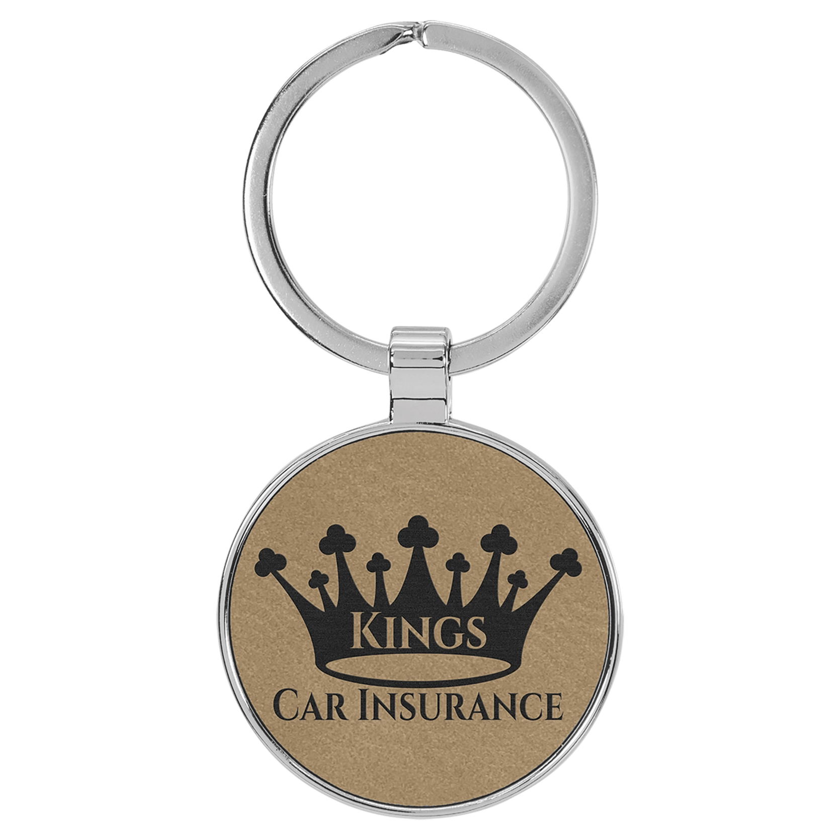 Leatherette/Metal Circle Keychain