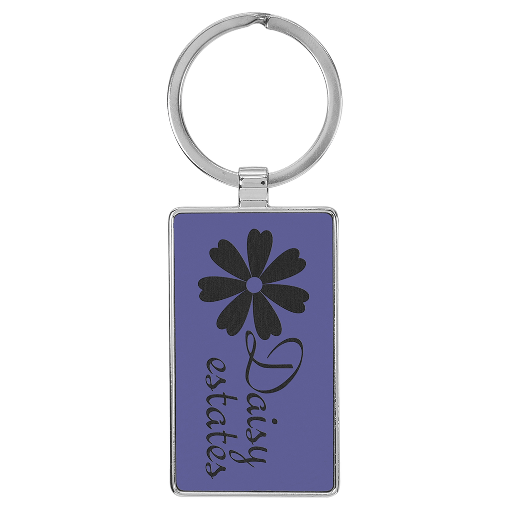 Leatherette/Metal Rectangle Keychain