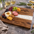 18"X9" Engraved Acacia & White Pearl Resin Charcuterie Board