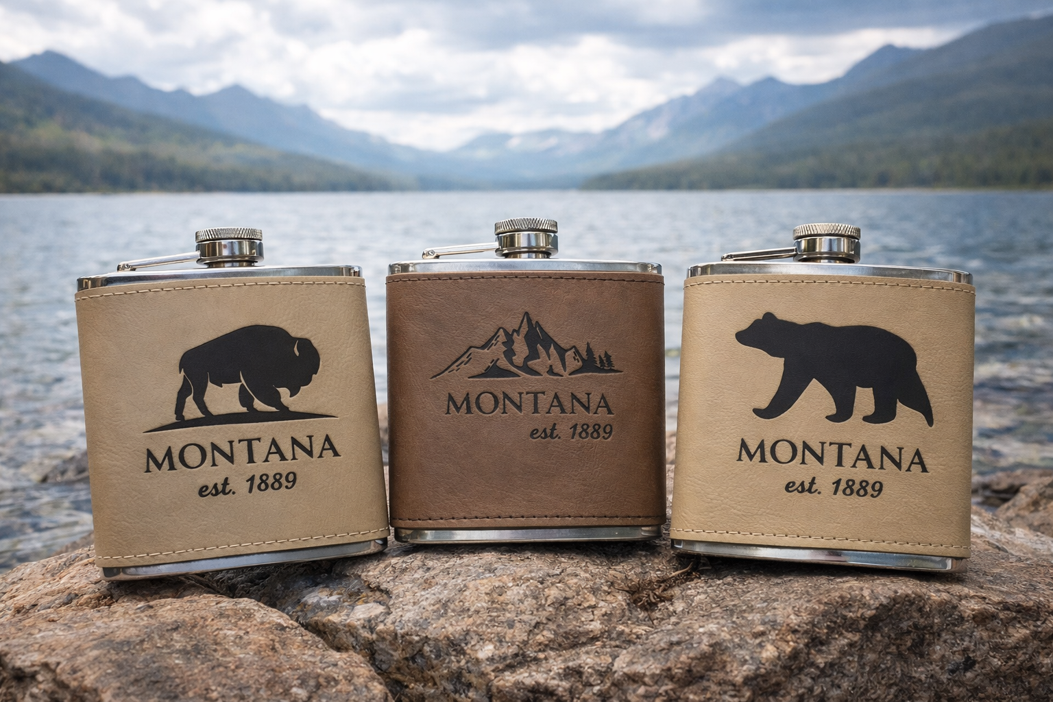 NEW! - Faux Leather 6 oz. Flask