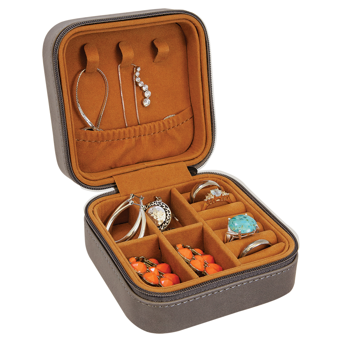 Grandma Heart Laser Engraved Faux Leather Travel Jewelry Box