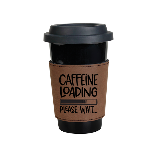 Coffee Loading Faux Leather Laser Engraved Coffee Sleeve