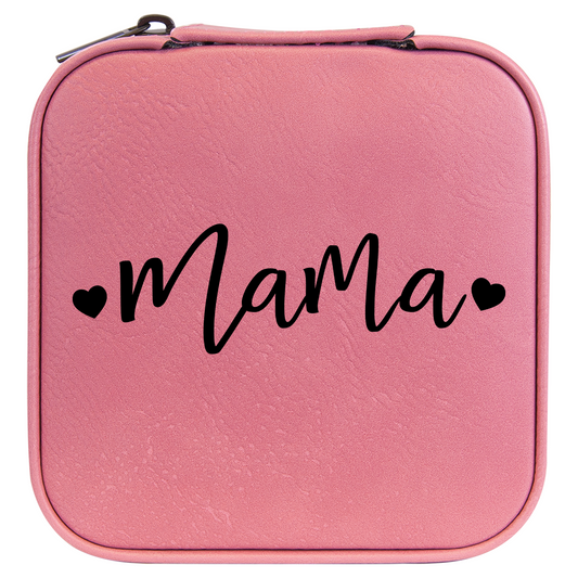 Mama Laser Engraved Faux Leather Travel Jewelry Box