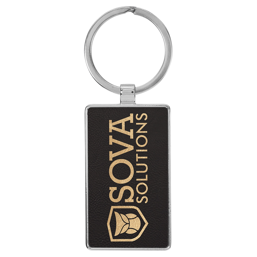 Leatherette/Metal Rectangle Keychain