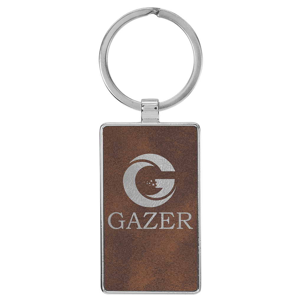 Leatherette/Metal Rectangle Keychain