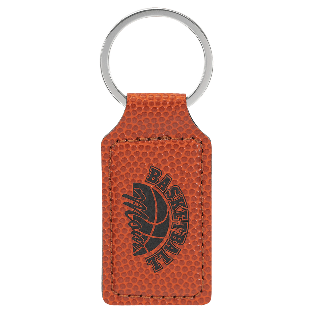 Leatherette Rectangle Stitched Keychain