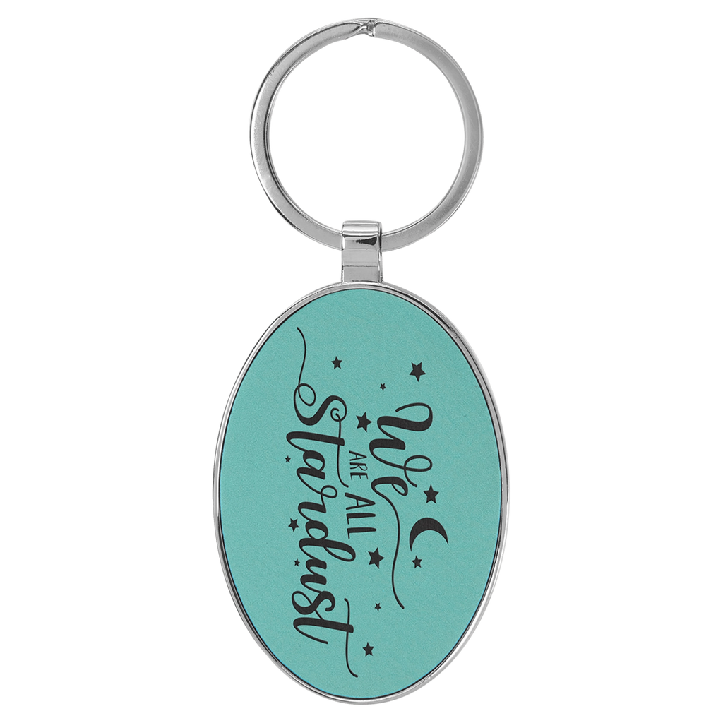 Leatherette/Metal Oval Keychain