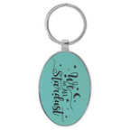 Leatherette/Metal Oval Keychain