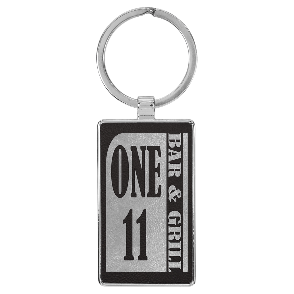 Leatherette/Metal Rectangle Keychain