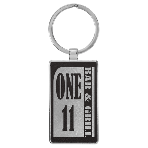 Leatherette/Metal Rectangle Keychain