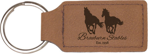 Leatherette Rectangle Stitched Keychain