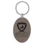 Leatherette/Metal Oval Keychain