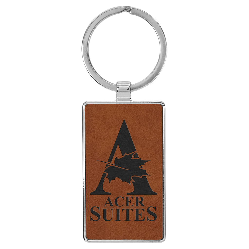 Leatherette/Metal Rectangle Keychain