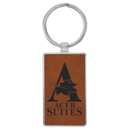 Leatherette/Metal Rectangle Keychain