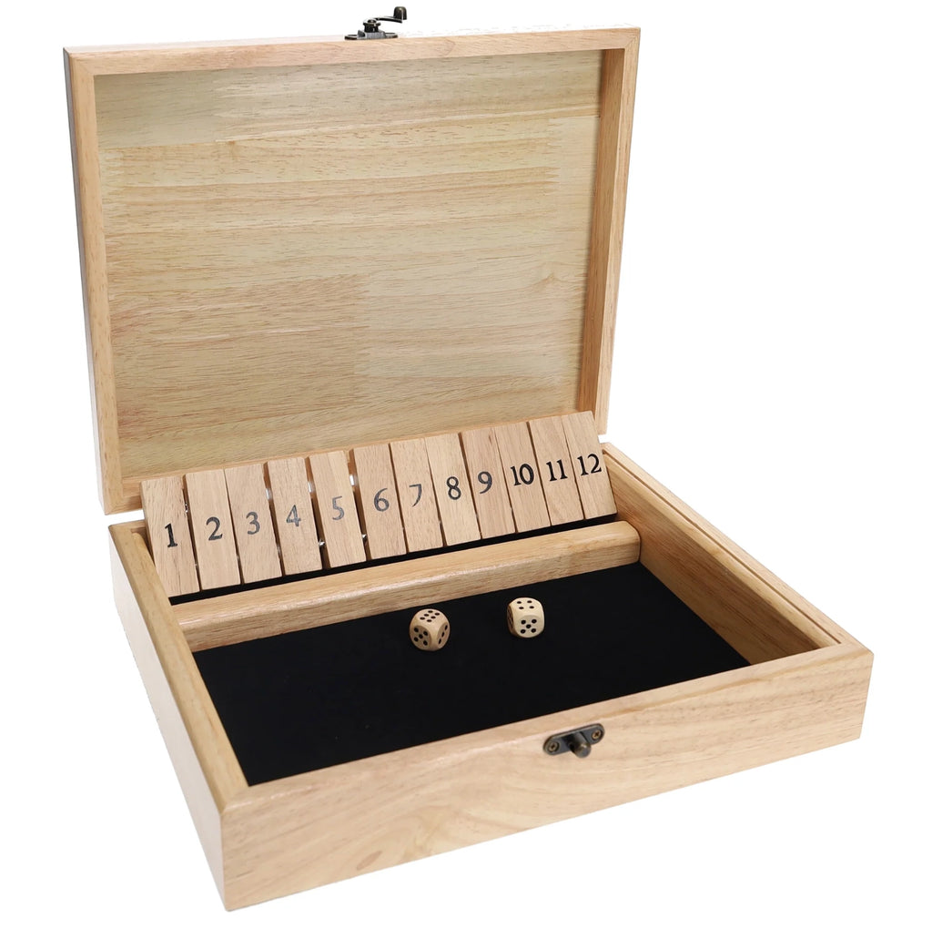 Shut the Box Game – 12-Tile Wooden Dice Game