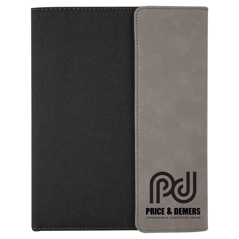 7" x 9" Leatherette / Gray or Black Canvas Portfolio