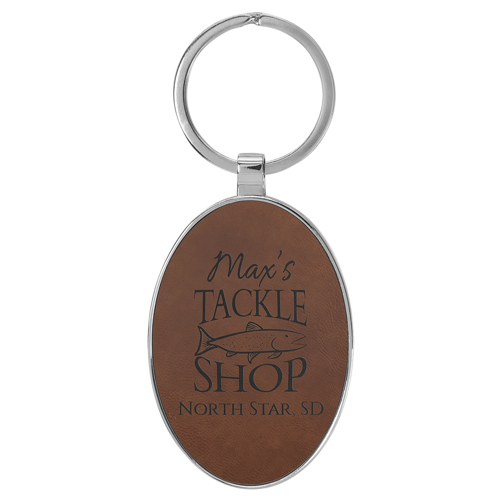Leatherette/Metal Oval Keychain