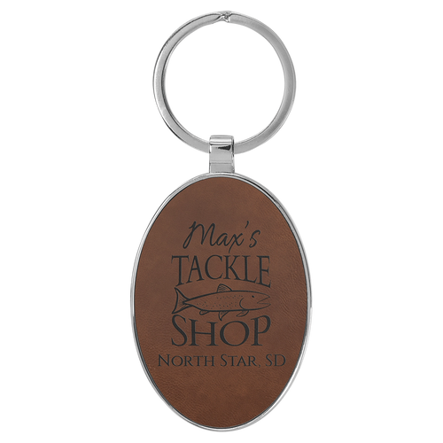 Leatherette/Metal Oval Keychain