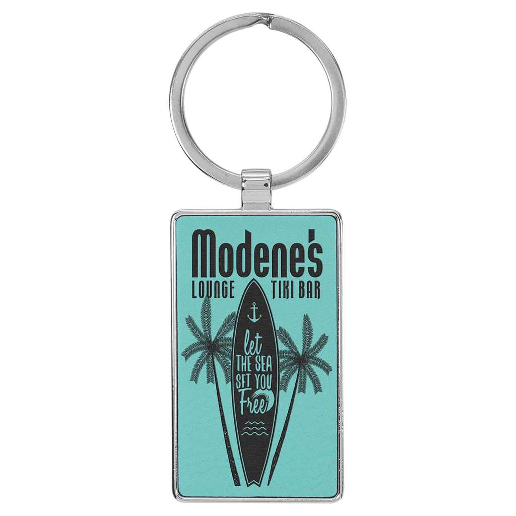 Leatherette/Metal Rectangle Keychain