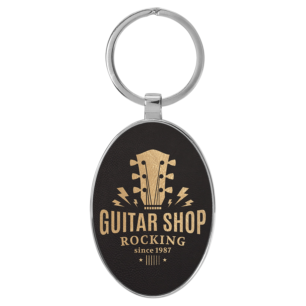 Leatherette/Metal Oval Keychain