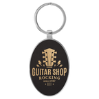 Leatherette/Metal Oval Keychain