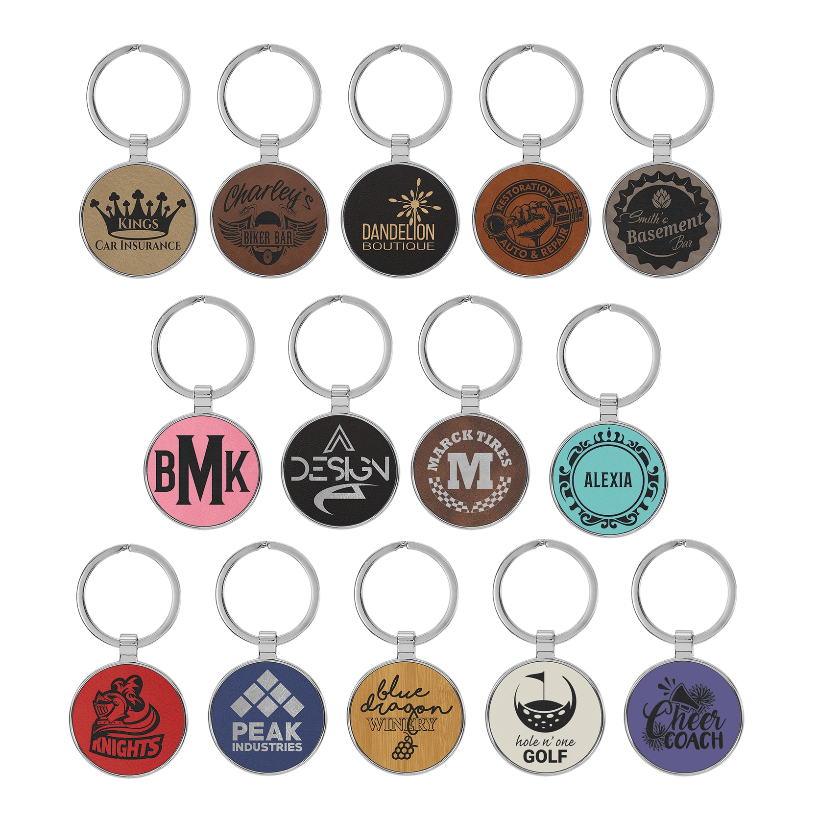 Leatherette/Metal Circle Keychain