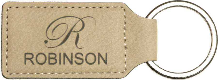 Leatherette Rectangle Stitched Keychain