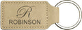 Leatherette Rectangle Stitched Keychain