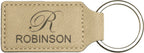 Leatherette Rectangle Stitched Keychain