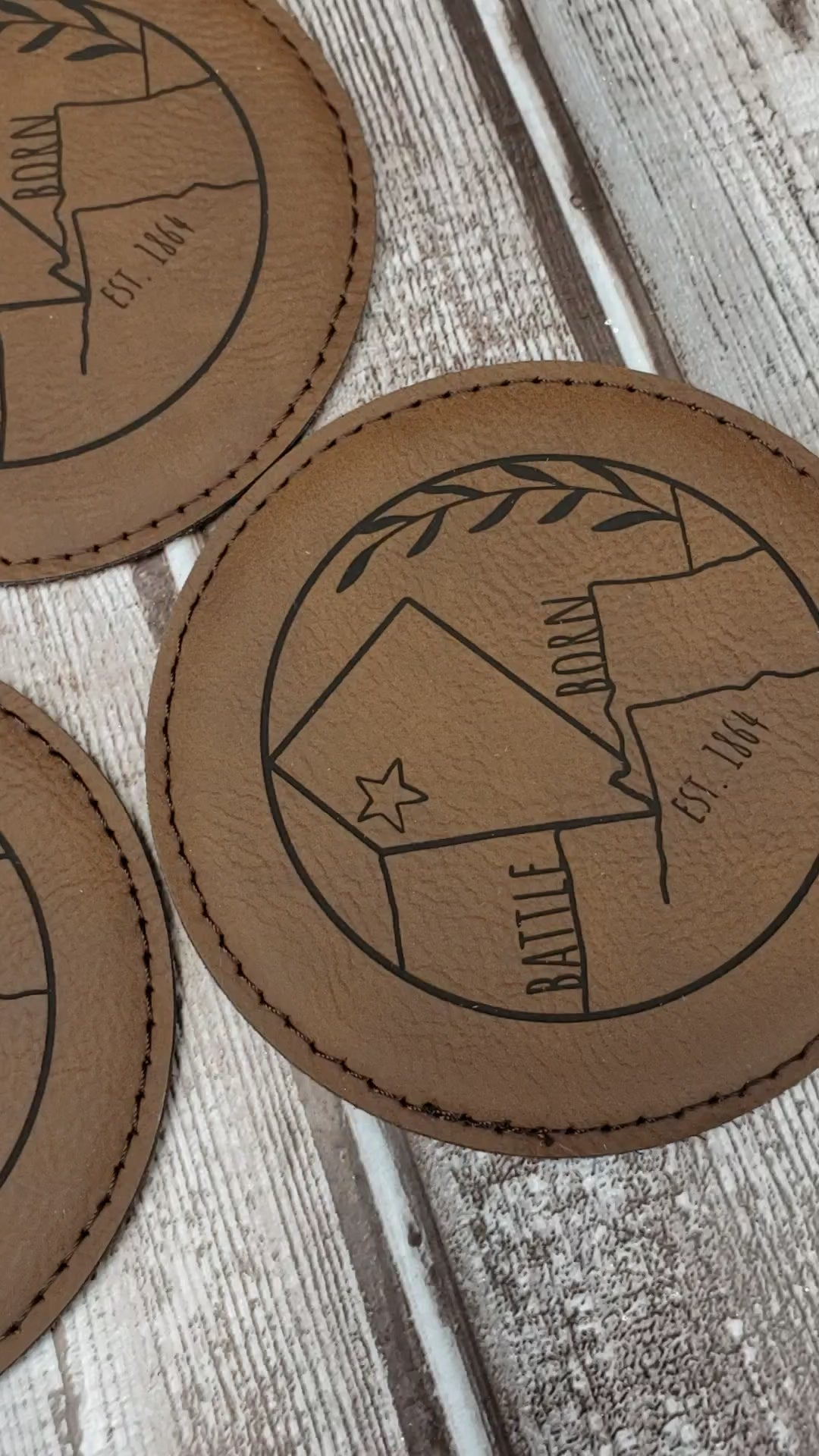 New! - Custom Wholesale Laser Engraved Leatherette 4-Inch Round Coasters
