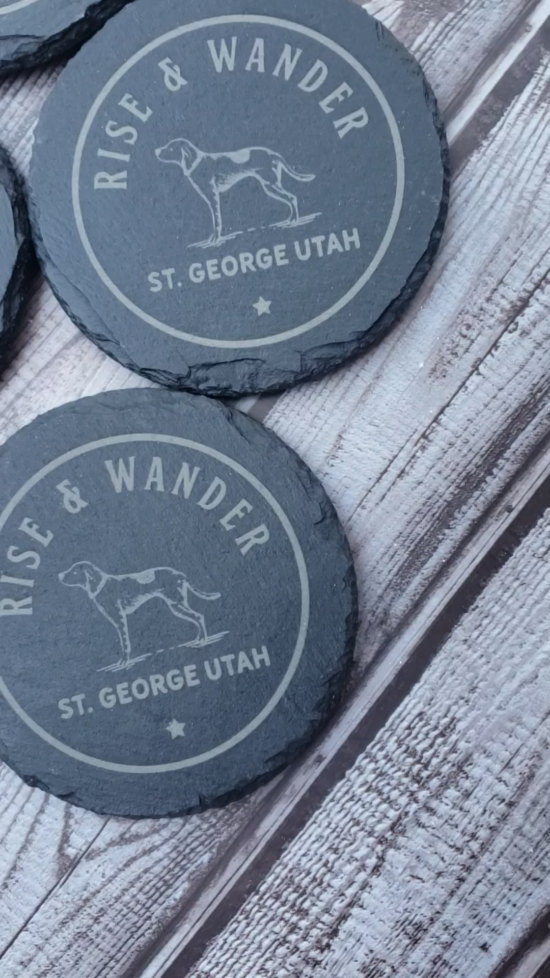 NEW! - Custom Wholesale Laser Engraved 4-Inch Round Slate Coaster