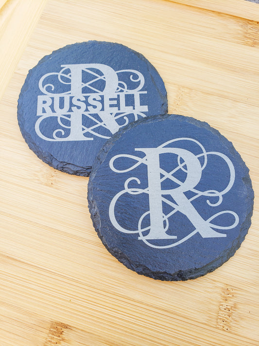 Set of 2 Personalized Slate Coasters