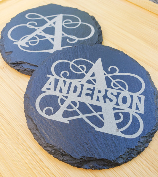 Set of 2 Personalized Slate Coasters