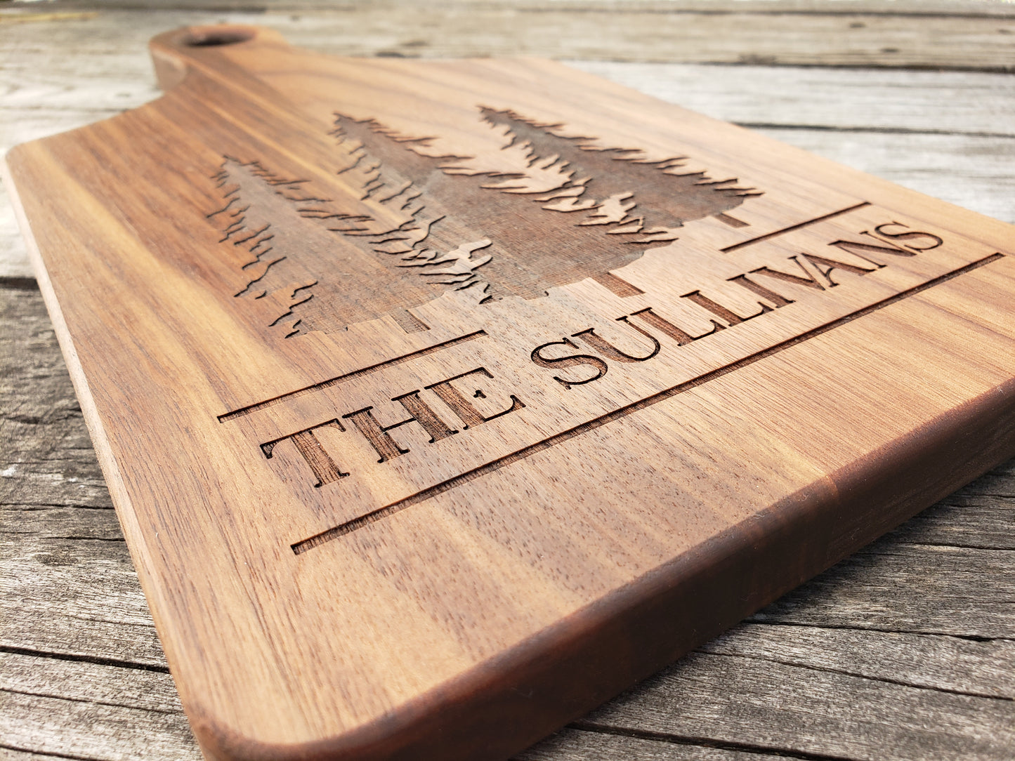 Personalized 13 1/2" x 7" Walnut Paddle Shape Cutting Board