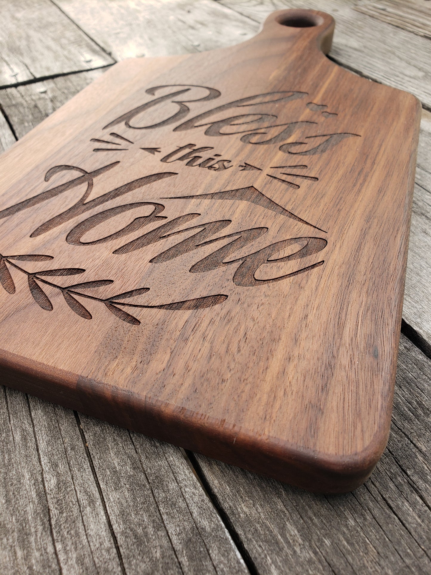 Personalized 13 1/2" x 7" Walnut Paddle Shape Cutting Board