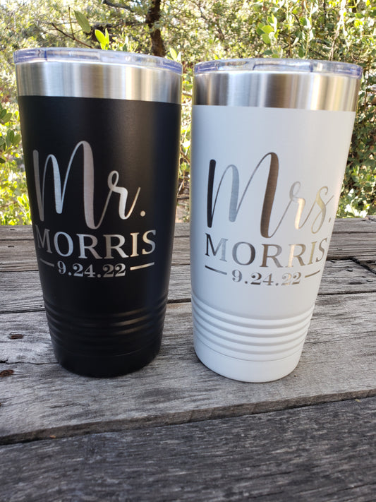 Personalized Mr. and Mrs. 20oz Tumbler Set