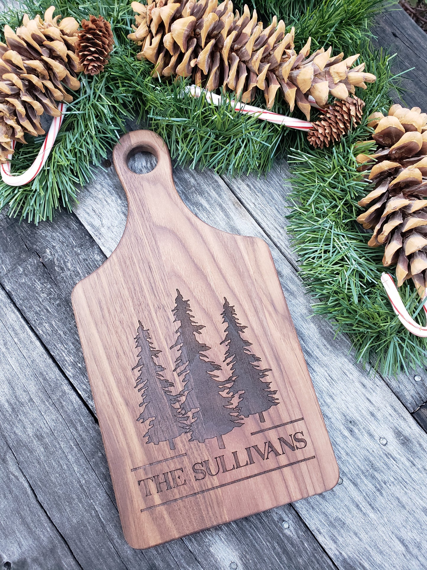 Personalized 13 1/2" x 7" Walnut Paddle Shape Cutting Board