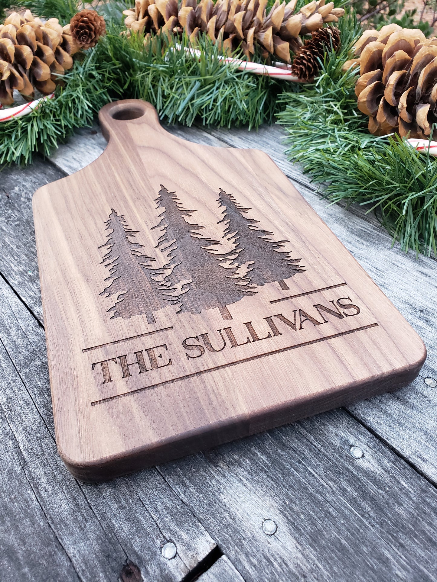 Personalized 13 1/2" x 7" Walnut Paddle Shape Cutting Board