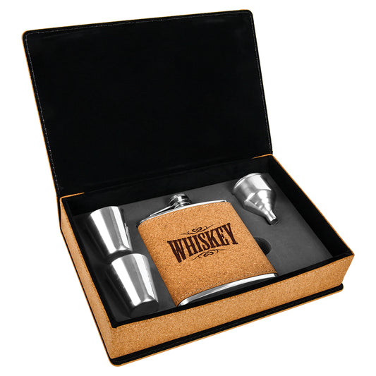 Laser Engraved Cork Flask Gift Set