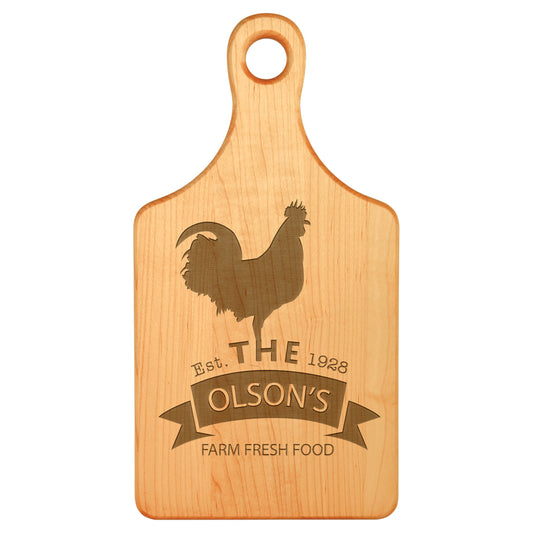 Personalized 13 1/2" x 7" Maple Paddle Shaped Cutting Board