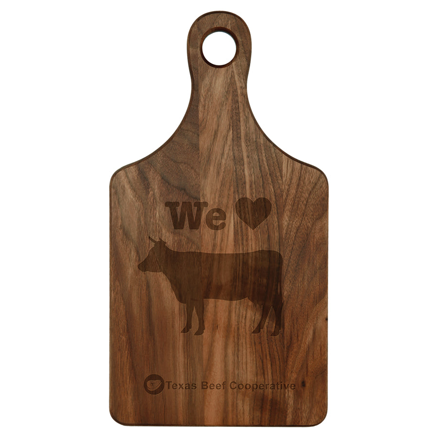 Personalized 13 1/2" x 7" Walnut Paddle Shape Cutting Board